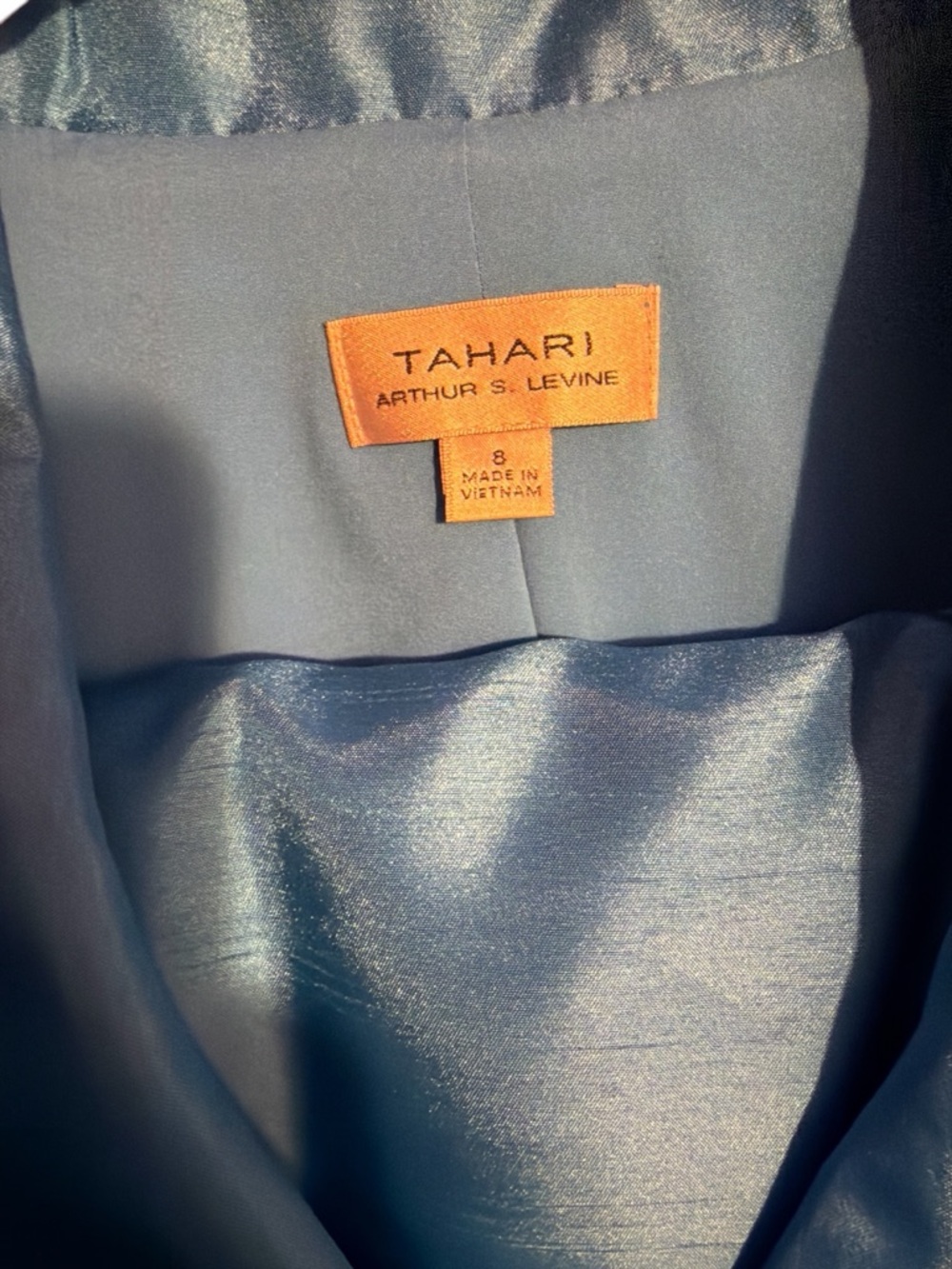 NWT Tahari Arthur S. Levine Blue Shimmer Skirt Suit - Size 8 - Picture 3 of 3